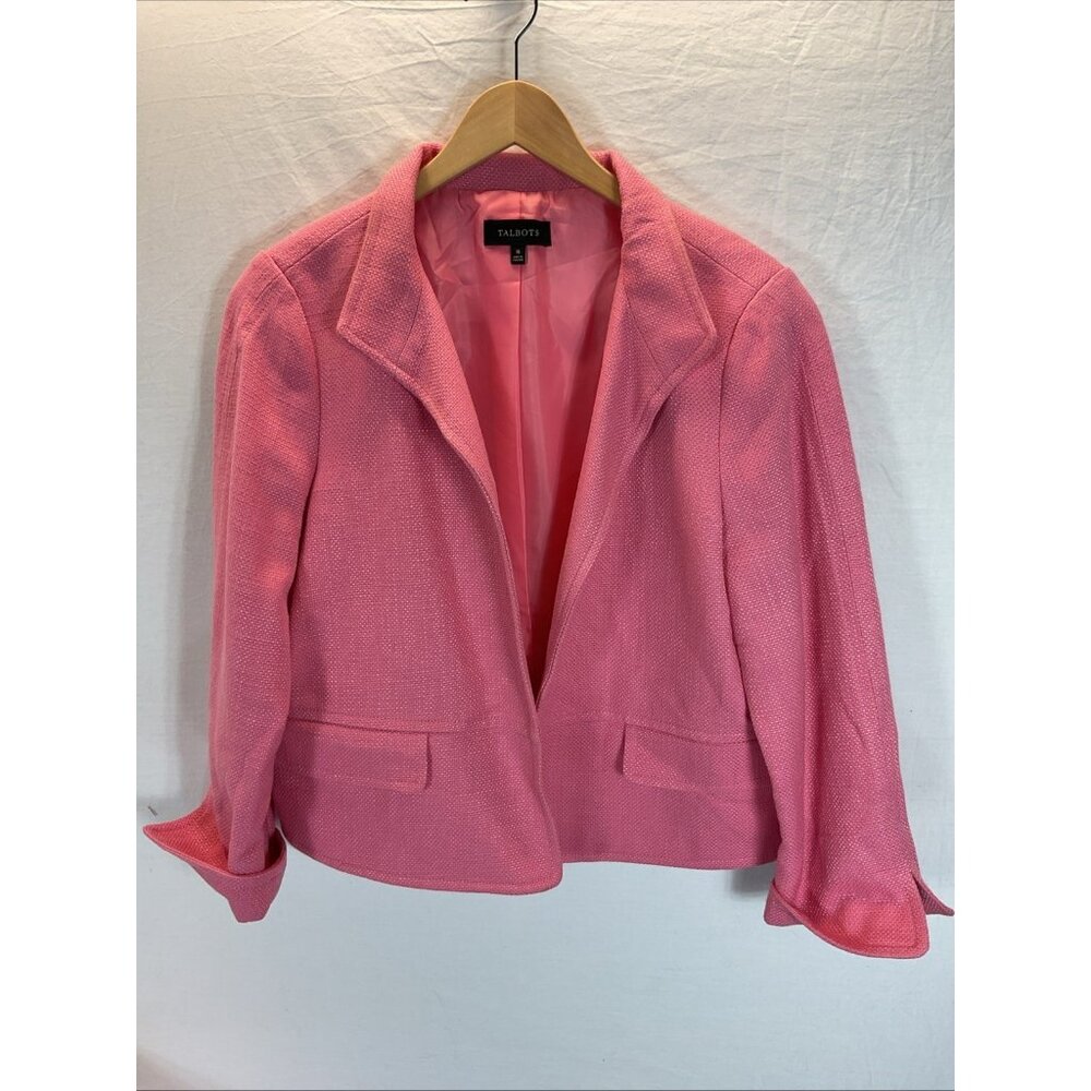 Talbots Blazer Womens 16 Coral open Lined Jacket office Career
